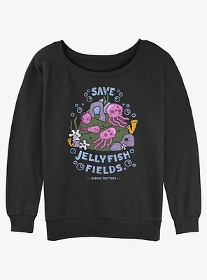 SpongeBob SquarePants Save Jellyfish Fields Womens Slouchy Sweatshirt