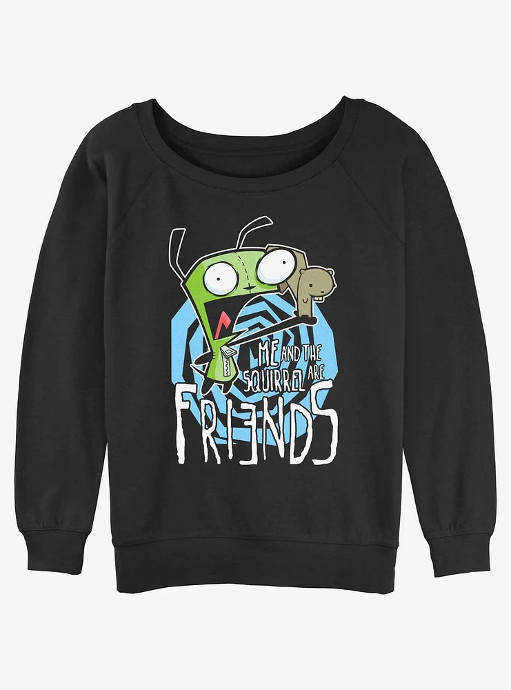 Invader Zim Squirrel Friend Womens Slouchy Sweatshirt