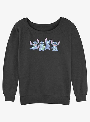 Disney Lilo & Stitch Pose Line Womens Slouchy Sweatshirt