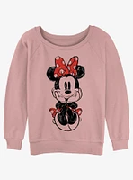 Disney Minnie Mouse Sitting Sketch Womens Slouchy Sweatshirt