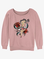 Betty Boop Cutie Rose Tattoo Womens Slouchy Sweatshirt