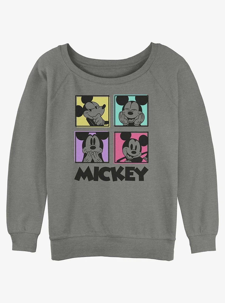 Disney Mickey Mouse Neon Squares Womens Slouchy Sweatshirt