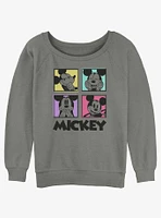 Disney Mickey Mouse Neon Squares Womens Slouchy Sweatshirt