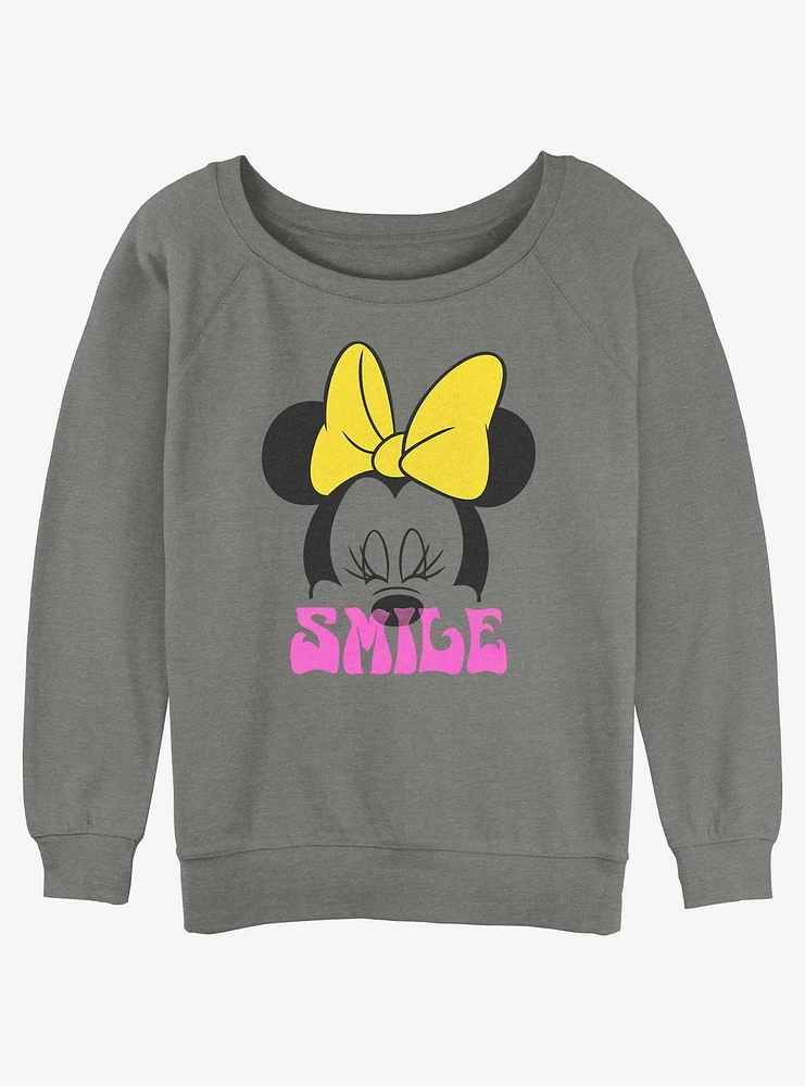 Disney Minnie Mouse Smile Womens Slouchy Sweatshirt