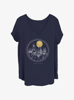 Harry Potter Hogwarts Line Art Girls T-Shirt Plus