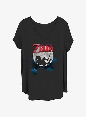Nintendo Full Moon Silhouette Girls T-Shirt Plus