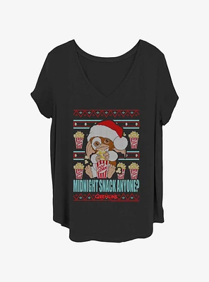 Gremlins Midnight Snack Santa Ugly Christmas Girls T-Shirt Plus
