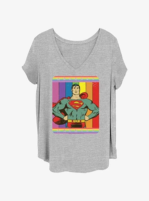 DC Superman Vintage Rainbow Girls T-Shirt Plus