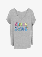 Disney Lilo & Stitch Colorful Stitches Girls T-Shirt Plus