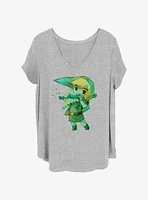 Nintendo Link Flute Watercolor Girls T-Shirt Plus