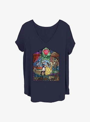 Disney Beauty and the Beast Stained Glass Girls T-Shirt Plus
