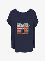 MTV Stars And Stripes Logo Girls T-Shirt Plus
