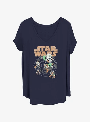 Star Wars The Mandalorian Grogu Collage Girls T-Shirt Plus