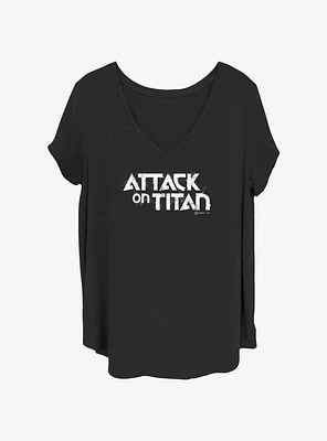 Attack on Titan Logo Eng White Girls T-Shirt Plus