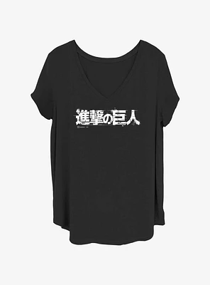 Attack on Titan Japanese Logo Girls T-Shirt Plus