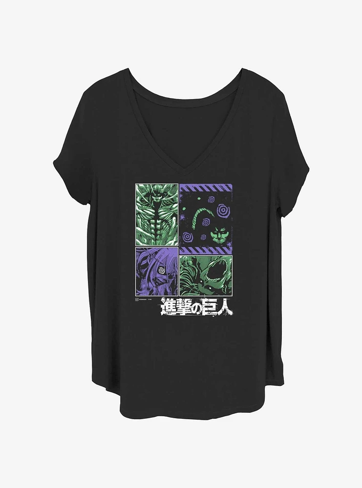 Attack on Titan Three Titans Girls T-Shirt Plus