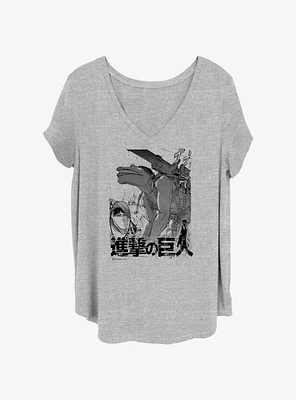 Attack on Titan Cart Demolition Girls T-Shirt Plus