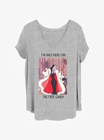 Disney 101 Dalmatians Cruella Only Here For Free Candy Girls T-Shirt Plus