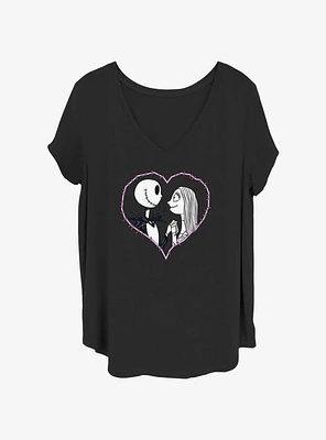 Disney The Nightmare Before Christmas Jack and Sally Heart Stitch Girls T-Shirt Plus