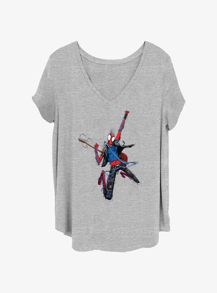 Marvel Spider-Man Across The Spider-Verse Spider-Punk Rock Girls T-Shirt Plus