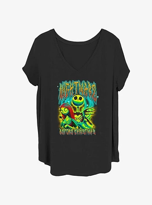 Disney The Nightmare Before Christmas Jack and Sally Bright Graffiti Girls T-Shirt Plus