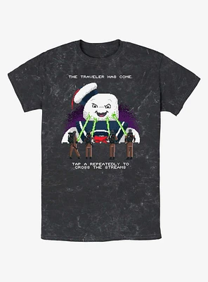 Ghostbusters 8 Bit Puft Cross The Streams Mineral Wash T-Shirt