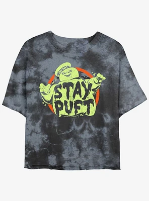 Ghostbusters Staying Puft Girls Tie-Dye Crop T-Shirt