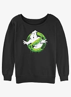 Ghostbusters Green Slime Logo Girls Slouchy Sweatshirt
