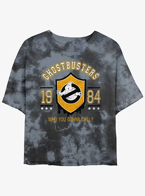 Ghostbusters Shield Collegiate Girls Tie-Dye Crop T-Shirt