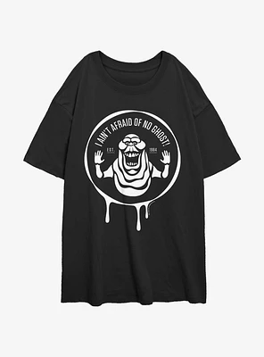 Ghostbusters 1984 Ain't Afraid Of No Ghost Badge Womens Oversized T-Shirt