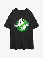 Ghostbusters Green Slime Logo Womens Oversized T-Shirt