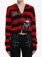 The Lost Boys Patch Distressed Knit Girls Crop Hoodie