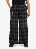 Social Collision Grey Plaid Suspender Trouser Pants Plus