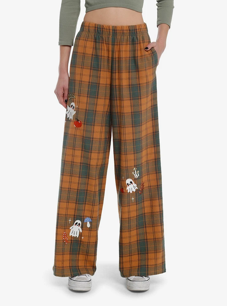 Orange Plaid Ghost Pajama Pants