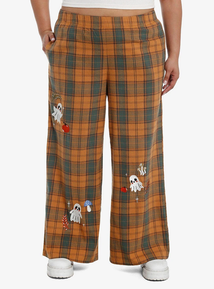 Orange Plaid Ghost Pajama Pants Plus