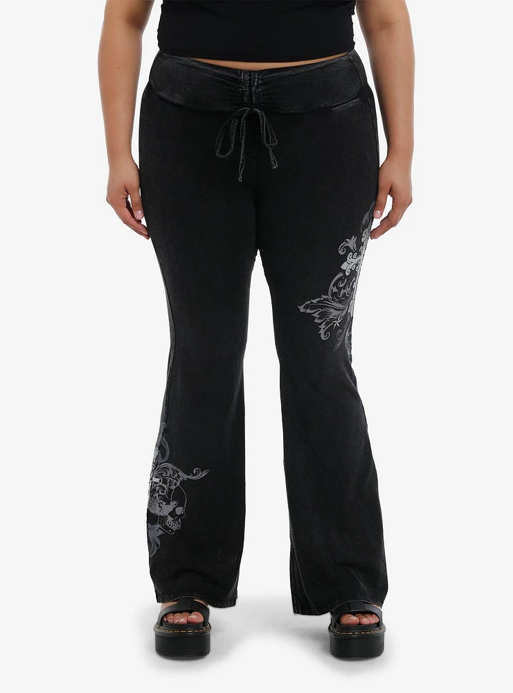 Social Collision Cross & Dagger Wash Flared Girls Lounge Pants Plus