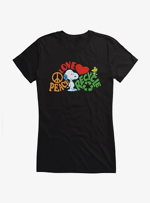 Peanuts Peace Love Recycle Girls T-Shirt