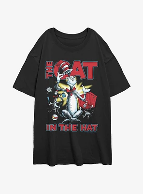 Dr. Seuss The Cat Hat Cattitude Girls Oversized T-Shirt