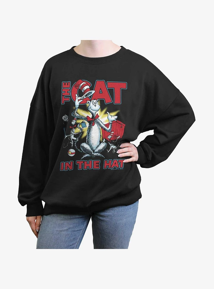 Dr. Seuss The Cat Hat Cattitude Womens Oversized Sweatshirt