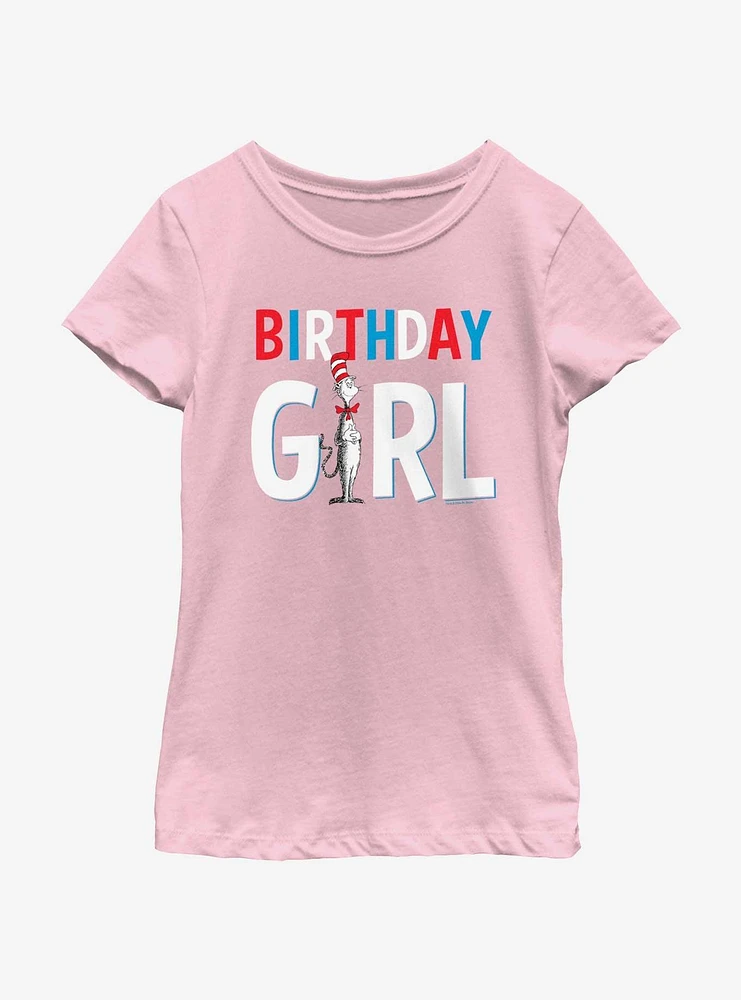 Dr. Seuss Birthday Girl Cat Hat Youth Girls T-Shirt