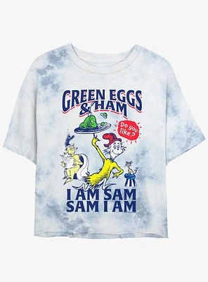Dr. Seuss I Am Sam Green Eggs And Ham Tie Dye Crop Girls T-Shirt