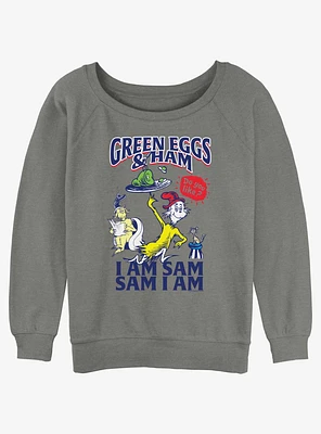 Dr. Seuss I Am Sam Green Eggs And Ham Girls Slouchy Sweatshirt