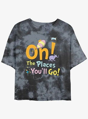 Dr. Seuss Going Places Tie Dye Crop Girls T-Shirt