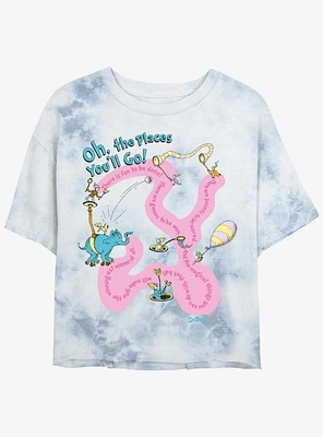 Dr. Seuss Journeying The Places You'Ll Go Tie Dye Crop Girls T-Shirt