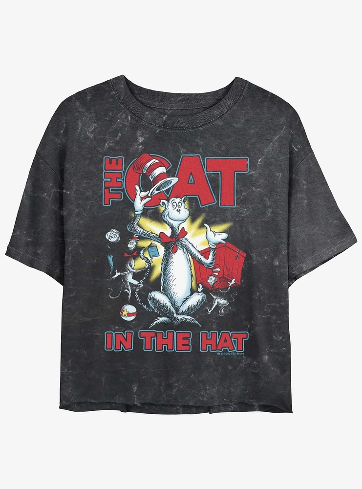 Dr. Seuss The Cat Hat Cattitude Mineral Wash Girls Crop T-Shirt