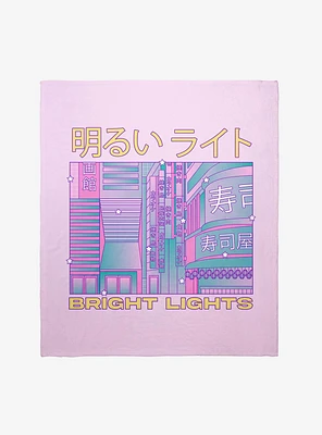 Vaporwave Bright Lights Japanese Throw Blanket