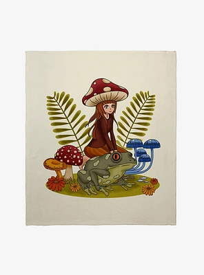 Cottagecore Frog & Doll Throw Blanket