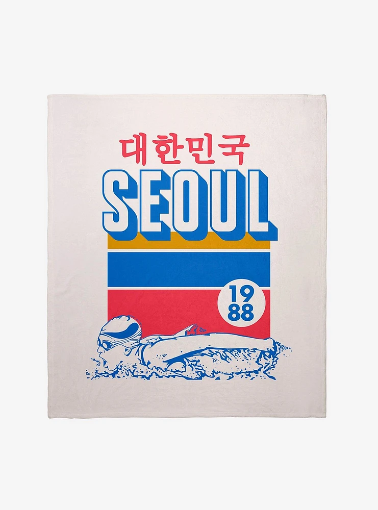 1988 Seoul Swim Throw Blanket