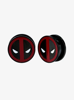 Black Steel Marvel Deadpool Face Tunnel Plug 2 Pack