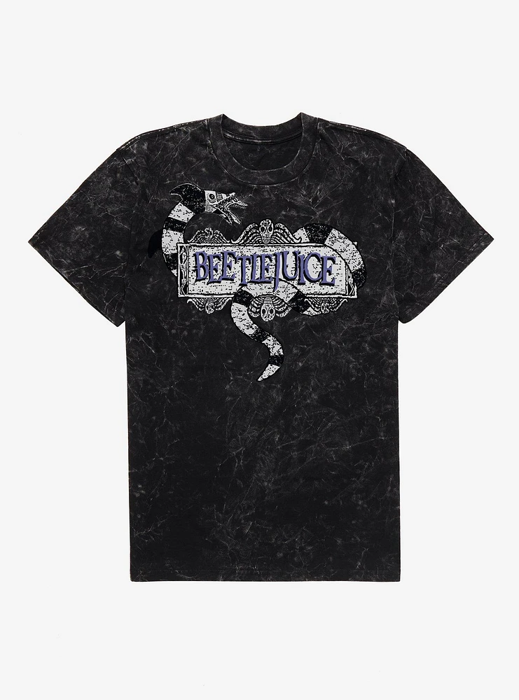 Beetlejuice Sandworm Logo Mineral Wash T-Shirt